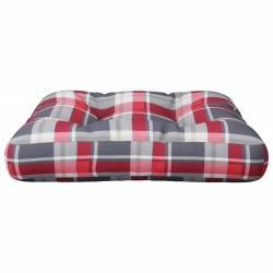 Coussin de palette motif à carreaux rouge 50x50x12 cm tissu 