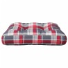 Coussin de palette motif à carreaux rouge 50x50x12 cm tissu 