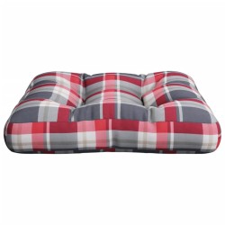 Coussin de palette motif à carreaux rouge 50x50x12 cm tissu 