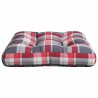 Coussin de palette motif à carreaux rouge 50x50x12 cm tissu 