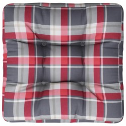 Coussin de palette motif à carreaux rouge 50x50x12 cm tissu 