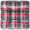 Coussin de palette motif à carreaux rouge 50x50x12 cm tissu 