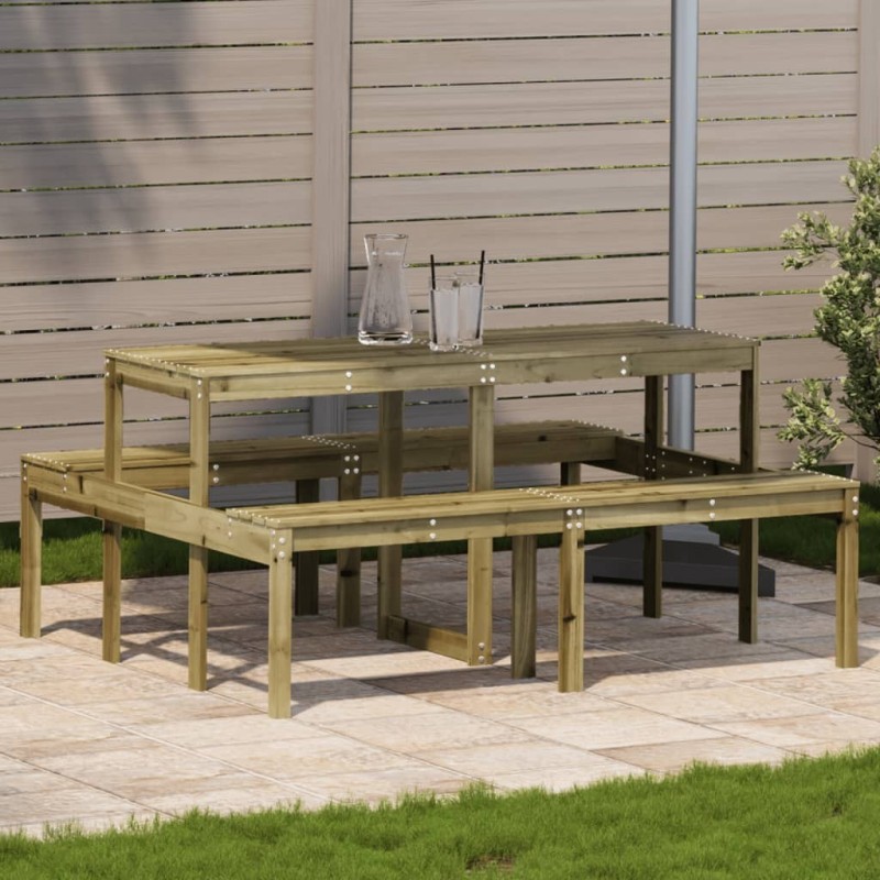 Table de pique-nique 160x134x75 cm bois de pin imprégné 