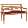 Banc Batavia avec coussin bordeaux 120 cm Bois de teck massif 
