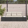 Ensemble de canapé de jardin 3 pièces avec des coussins en poly rotin noir 
