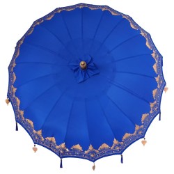 Parasol Autre Bleu x 250 cm Coton et bois massif 