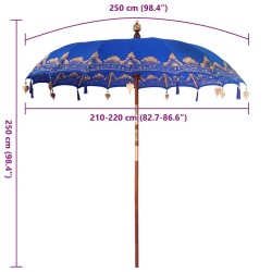 Parasol Autre Bleu x 250 cm Coton et bois massif 