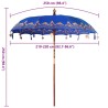 Parasol Autre Bleu x 250 cm Coton et bois massif 