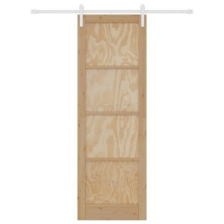 Porte Coulissante avec Kit de Matériel 78x232 cm Bois Massif de Pin 