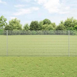 Clôture en fil soudé avec 44 poteaux U Argent 1x50 m Acier 