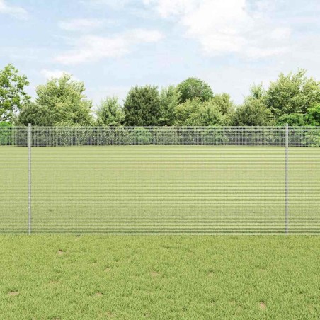 Clôture en fil soudé avec 44 poteaux U Argent 1x50 m Acier 