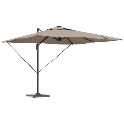 Parasol déporté Roma avec LEDs - Taupe (286 x 285 x 270 cm) - Aluminium 