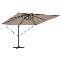 Parasol déporté Roma avec LEDs - Taupe (286 x 285 x 270 cm) - Aluminium 