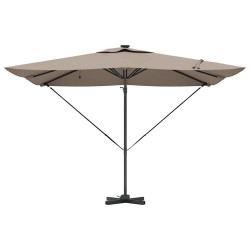 Parasol déporté Roma avec LEDs - Taupe (286 x 285 x 270 cm) - Aluminium 