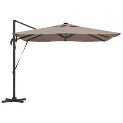 Parasol déporté Roma avec LEDs - Taupe (286 x 285 x 270 cm) - Aluminium 