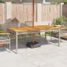Table de jardin gris 180x90x75 cm résine tressée et bois acacia 