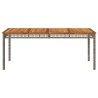 Table de jardin gris 180x90x75 cm résine tressée et bois acacia 