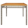 Table de jardin gris 180x90x75 cm résine tressée et bois acacia 