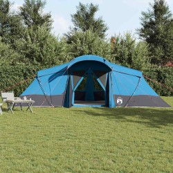 Tente familiale avec fenêtres, dôme bleu, pour 4 personnes et imperméable. 