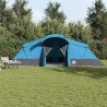 Tente familiale avec fenêtres, dôme bleu, pour 4 personnes et imperméable. 