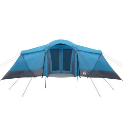 Tente familiale avec fenêtres, dôme bleu, pour 4 personnes et imperméable. 