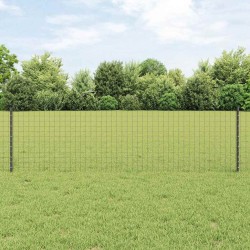 Clôture Euro avec 22 poteaux gris 0,6x50 m en acier 