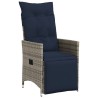 Lot de 2 chaises de jardin inclinables avec coussins en résine tressée grise 