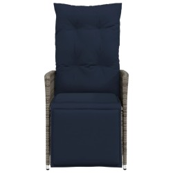 Lot de 2 chaises de jardin inclinables avec coussins en résine tressée grise 