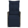 Lot de 2 chaises de jardin inclinables avec coussins en résine tressée grise 