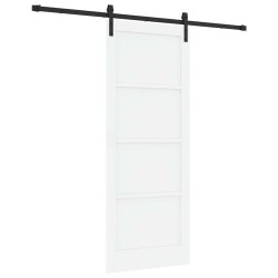Porte coulissante avec quincaillerie blanche 83x211 cm en bois massif de pin 