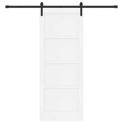 Porte coulissante avec quincaillerie blanche 83x211 cm en bois massif de pin 