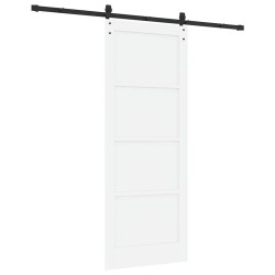 Porte coulissante avec quincaillerie blanche 83x211 cm en bois massif de pin 
