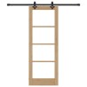 Porte coulissante avec kit de quincaillerie "ORKDAL" Bois massif et verre 