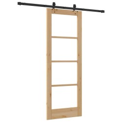 Porte coulissante avec kit de quincaillerie "ORKDAL" Bois massif et verre 