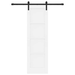 Porte Coulissante avec Set de Quincaillerie Blanche 61x198.5 cm Bois de Pin Massif 