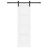 Porte Coulissante avec Set de Quincaillerie Blanche 61x198.5 cm Bois de Pin Massif 