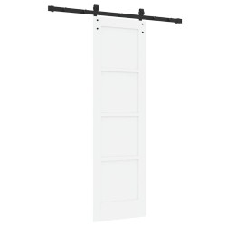 Porte Coulissante avec Set de Quincaillerie Blanche 61x198.5 cm Bois de Pin Massif 