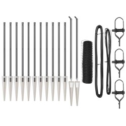 Jeu de Poteaux de Clôture Gris 1 x 25 m 