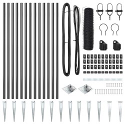 Jeu de Poteaux de Clôture Gris 1 x 25 m 