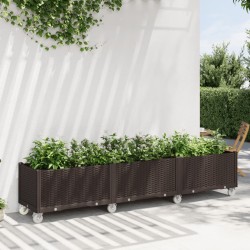 Jardinière à roulettes marron 240x50x54 cm PP 