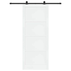 Porte coulissante avec quincaillerie blanche 93x232 cm en bois massif de pin 
