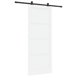 Porte coulissante avec quincaillerie blanche 93x232 cm en bois massif de pin 