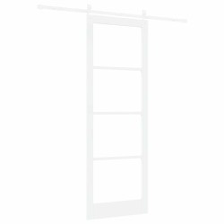 Porte coulissante avec ensemble matériel 'ORKDAL'Bois massif blanc et verre 
