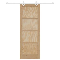 Porte coulissante avec ensemble de matériel 78x211 cm en bois massif de pin 