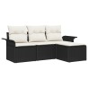 Ensemble de canapé de jardin 4 pièces avec coussins Noir Poly Rattan 