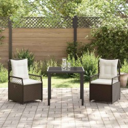 Ensemble de jardin , 3 pièces en rotin synthétique marron. 