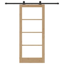 Porte coulissante avec quincaillerie 'ORKDAL'en bois massif et verre 
