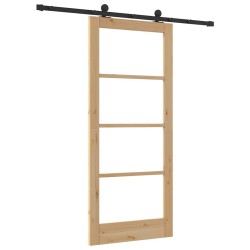 Porte coulissante avec quincaillerie 'ORKDAL'en bois massif et verre 