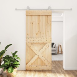 Porte coulissante et kit de quincaillerie 90x210 cm pin massif 