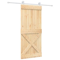 Porte coulissante et kit de quincaillerie 90x210 cm pin massif 